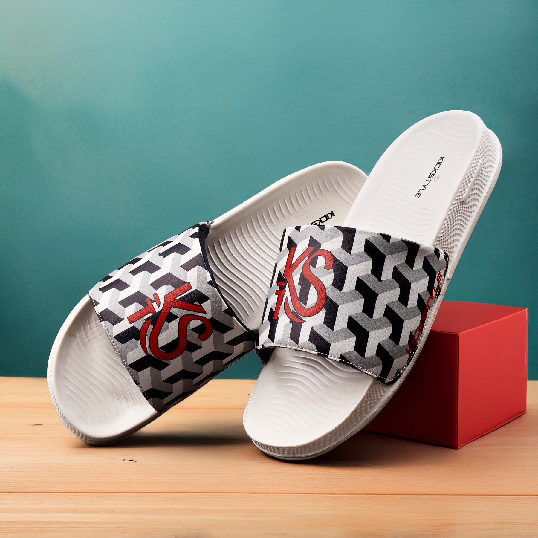 KICKSTYLE Men’s  Sport Flex Graphic Printed Comfort Slides