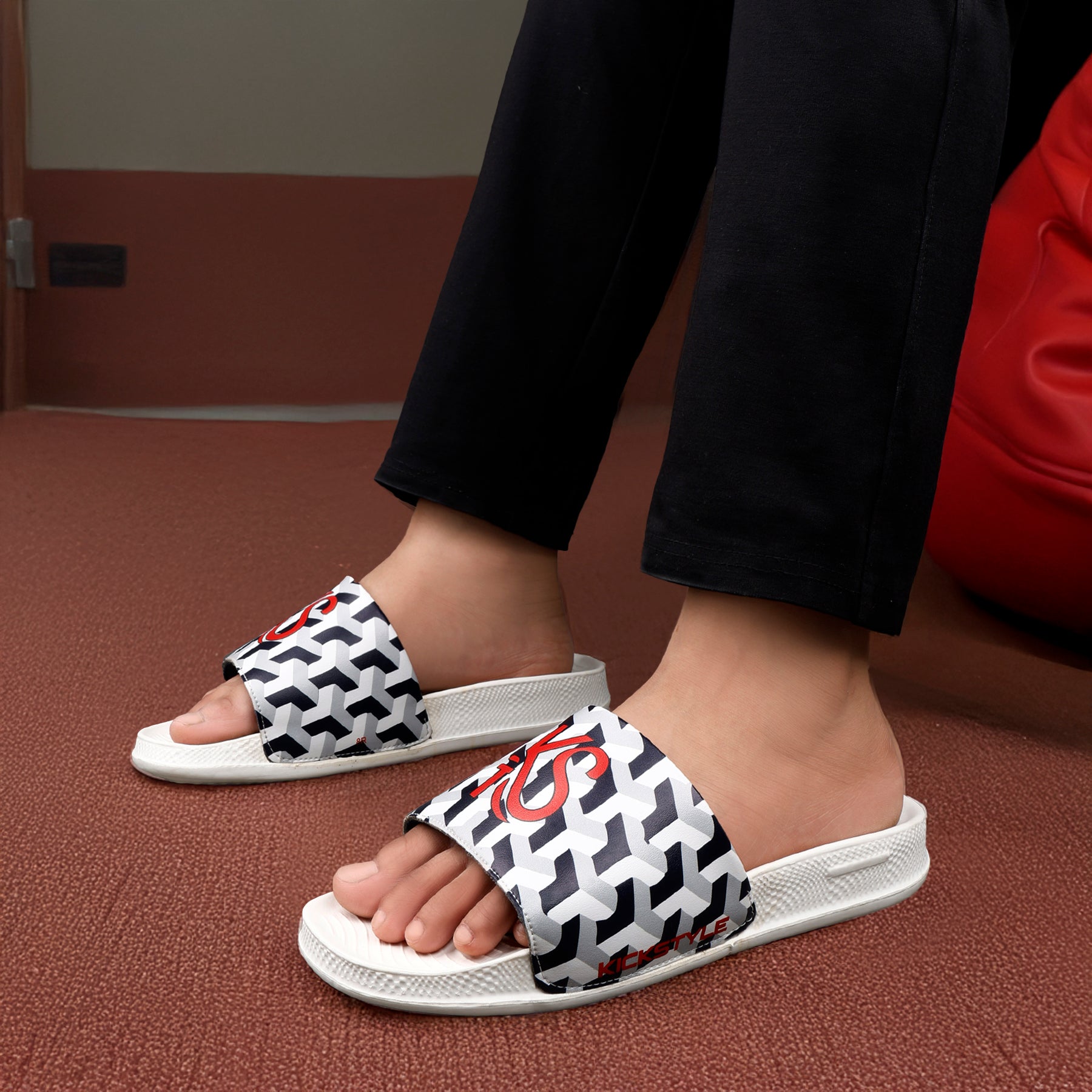 KICKSTYLE Men’s  Sport Flex Graphic Printed Comfort Slides