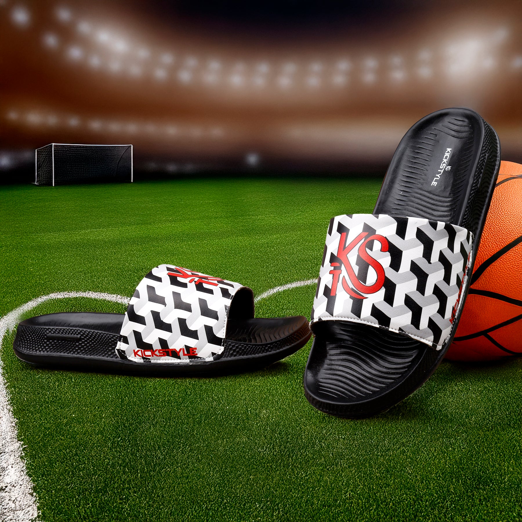 KICKSTYLE Men’s  Sport Flex Graphic Printed Comfort Slides