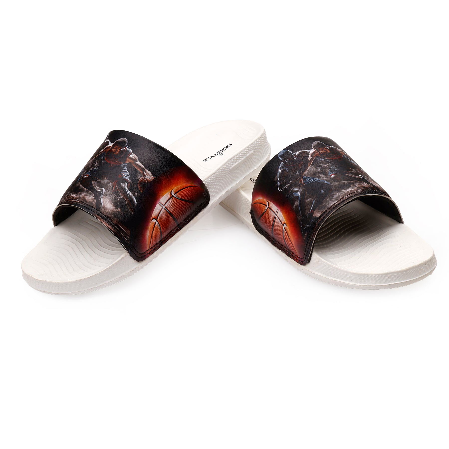 Comfortable Daily Wear Sliders Featuring Powerful Basketball Player Graphics