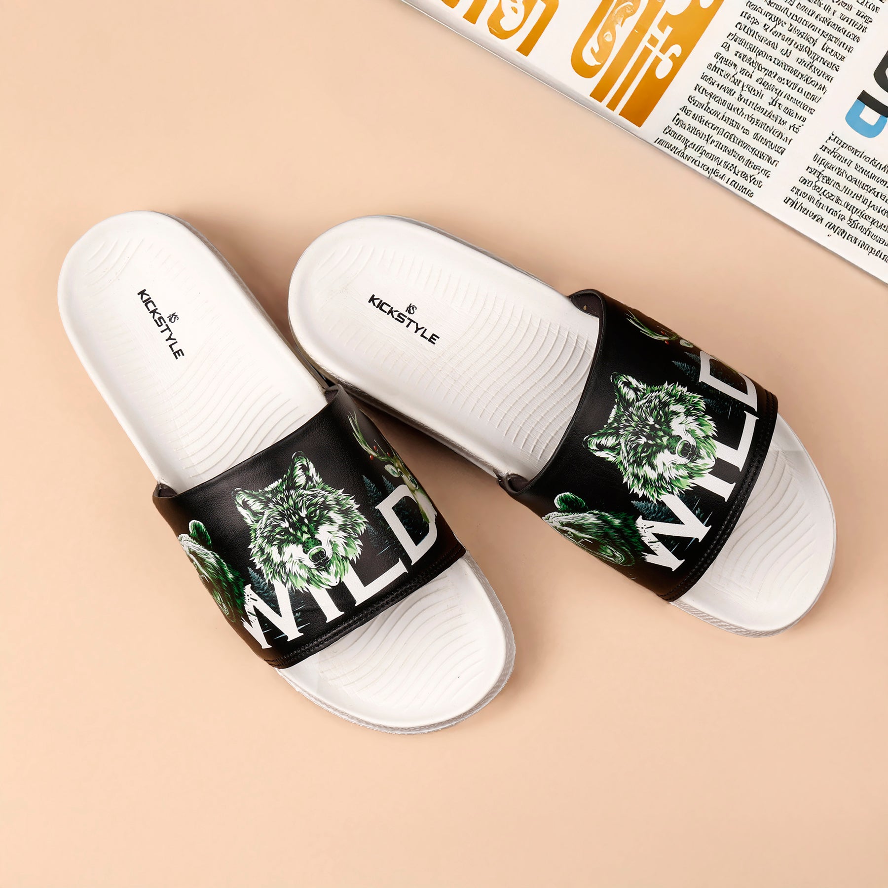 "Comfortable Everyday Sliders Featuring Powerful Wild Animal Printed Artwork"
